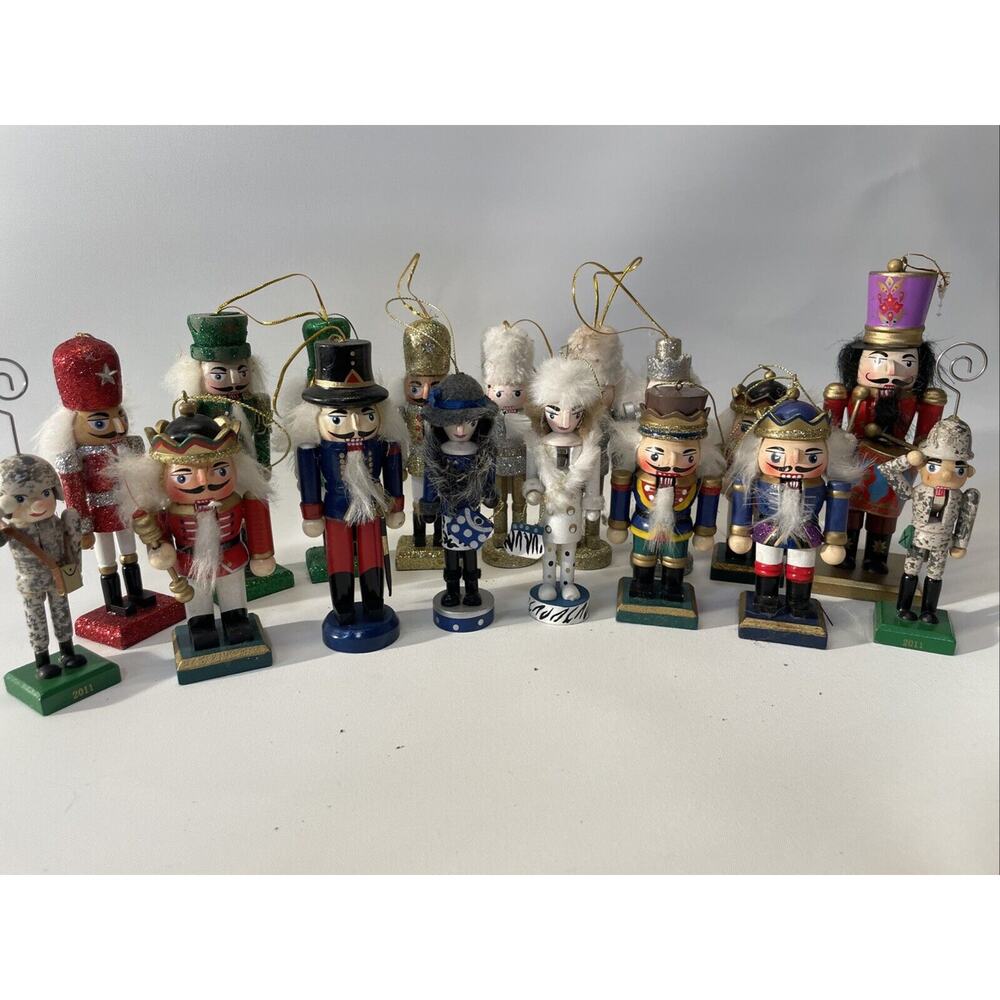 Wooden Nutcracker Christmas Ornaments Custom Set of 17